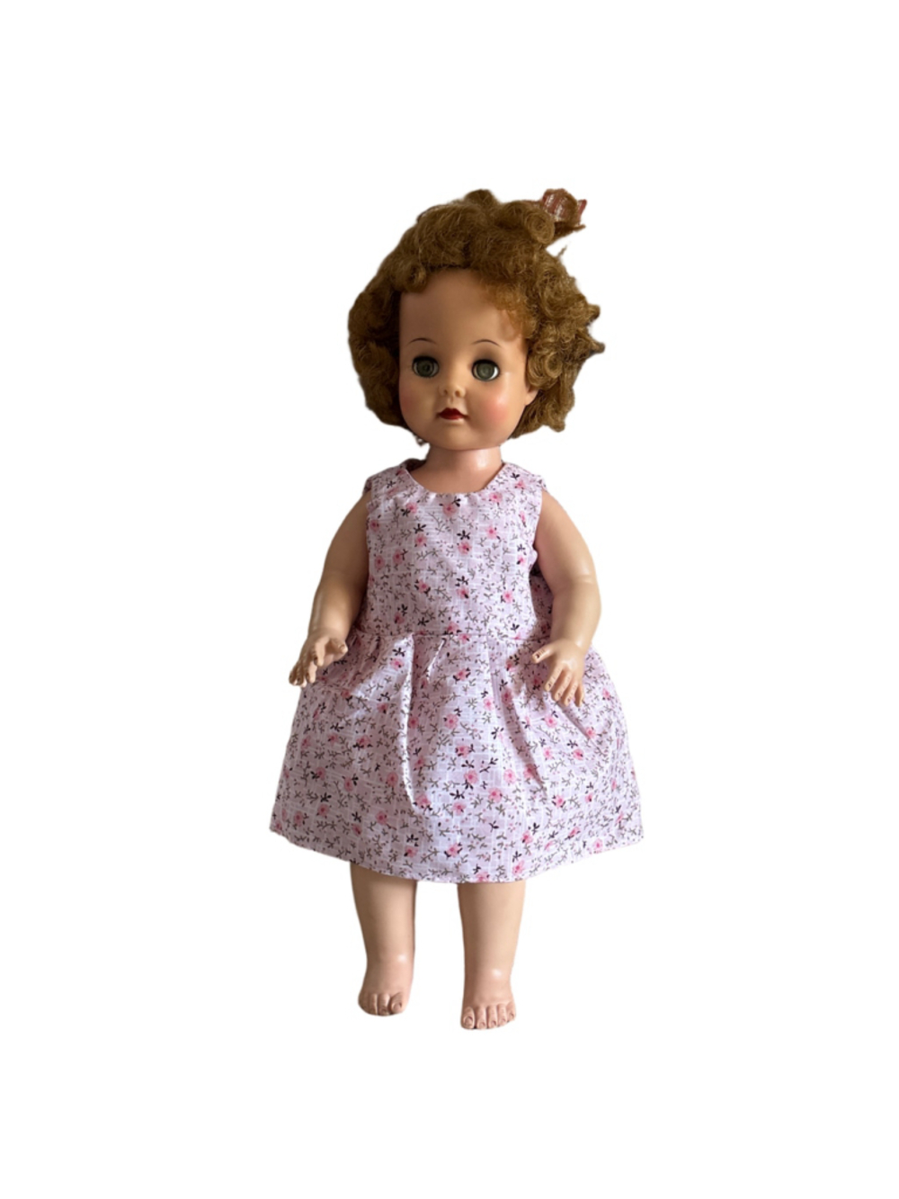 1950’s Girls Ideal Vintage Doll in Pink and White Floral Dress